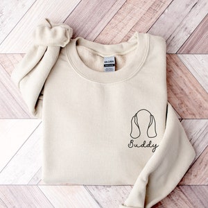 Basset Hound Ear Outline Sweatshirt Ears Sketch Hoodie Custom Portrait Dog Ears Shirt Dog Mom Sweatshirt New Dog Owner