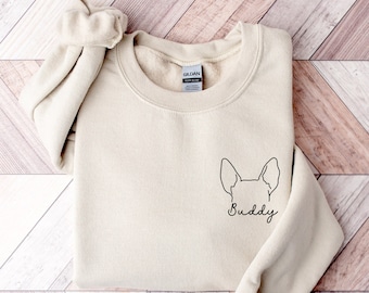 Rat Terrier Ear Outline Sweatshirt, Ears Sketch Hoodie - Custom Portrait Pet Ears Shirt - Dog Mom Sweatshirt - New Dog Owner Sweatshirt