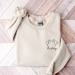 Schnauzer Ear Outline Sweatshirt, Ears Sketch Hoodie - Custom Portrait Pet Ears Shirt - Dog Mom Sweatshirt - New Dog Owner Sweatshirt