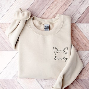 Blue Heeler Ear Outline Sweatshirt, Ears Sketch Hoodie - Custom Portrait Pet Ears Shirt - Dog Mom Sweatshirt - New Dog Owner Sweatshirt