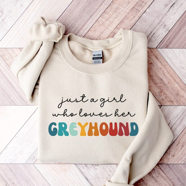 Greyhound Dog Retro Sweatshirt Gift for Girl or Woman - Funny Dog Sweater - Greyhound Dog Owner Sweatshirt for Pet Lover