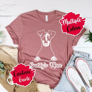 Personalisiertes Manchester Terrier Hunde Shirt, Manchester Terrier Mama oder Papa T-Shirt, Hundeportrait T-Shirt, Hundebesitzer Geschenk Weihnachten