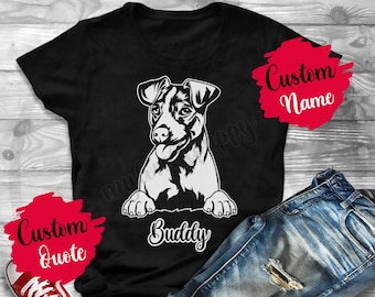 Personalisiertes Jack Russell Terrier Hunde Mama und Papa T-Shirt, Damen Herren Weihnachtsgeschenke, Jack Russell Terrier Mama Daddy Hundebesitzer Geschenk