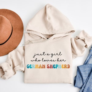 German Shepherd Dog Retro Hoodie Gift for Girl or Woman - Funny Dog Hooded Sweatshirt - German Shepherd Dog Owner Hoodie Gift for Pet Lover