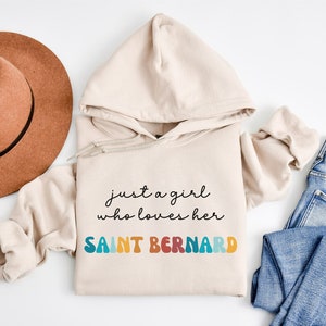 Saint Bernard Dog Retro Hoodie Gift for Girl or Woman - Funny Dog Hooded Sweatshirt - Saint Bernard Dog Owner Hoodie for Pet Lover