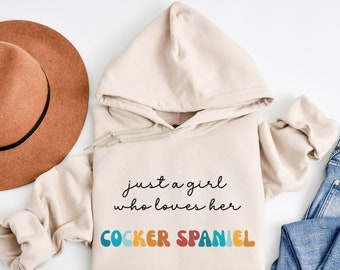Cocker Spaniel Dog Retro Hoodie Gift for Girl or Woman - Funny Dog Hooded Sweatshirt - Cocker Spaniel Dog Owner Hoodie Gift for Pet Lover