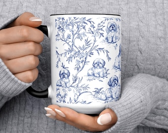Shih Tzu Toile De Jouy Kaffeetasse Hundeliebhaber Person Becher Benutzerdefinierte Haustier Eltern Geschenk Personalisierte Pelz Mama Papa Geschenk Neu Welpen Besitzer Trinkgefäße