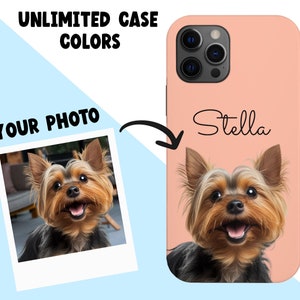 Custom Pet Portrait Colored Phone Case, Tough Or Slim Phone Cases for Dog Lovers, iPhone Samsung Case, Personalised Pet Loss Memorial Gift