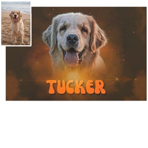 Custom Pet Portrait From Photo Canvas, Custom Wall Art From Photo Dog, Personalized Dog Owner Landscape Canvas, Pet Loss Memorial Gift
