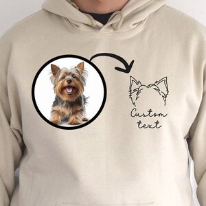 Custom Pet Portrait Hoodie for Men or Women, Dog Owner Hoodie, Dog Ears Hoodie For Girls, Pet Lover Mom Present
