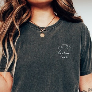Camisa Shorkie Ear Outline, camiseta Ears Sketch Comfort Colors - Camiseta personalizada con orejas de mascota con retrato - Ropa para mamá o papá de perro - Nuevo dueño de perro