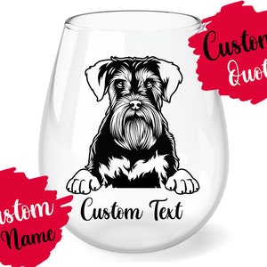 Personalized Miniature Schnauzer Dog Mom and Dad Wine Glass, Mini Schnauzer Women Men Christmas Gifts, Mini Shnauzer Mommy Owner Gift