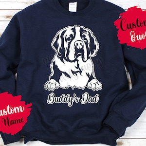 Personalized St Bernard Dog Mom Dad Sweatshirt, Chien St. Hubert Women Men Gifts, Saint Bernard Daddy Mommy Christmas Present, Sleuth Hound