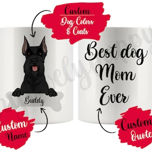 Personalized Giant Schnauzer Dog Mom and Dad Mug, Russian Bear Schnauzer Present, Mommy Daddy Munich Schnauzer Dog Women Christmas Gifts