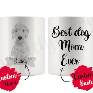 Personalized Bedlington Terrier Dog Mom Dad Mug, Women Men Gifts, Bedlington Terrier Dog Mug, Dog Owner Gift, Memorial Gift, Dog Portrait