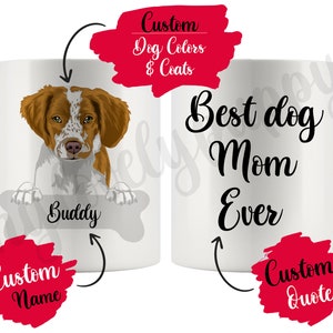 Personalized Brittany Spaniel Dog Mom and Dad Mug, American Brittany Women Men Gifts, Brittany Wiegref Mommy Mug, Brittany Christmas Gift