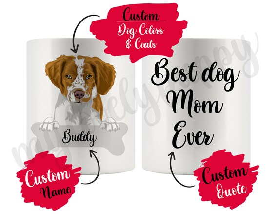 Personalized Brittany Spaniel Dog Mom and Dad Mug American