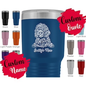 Personalized Labradoodle Dog Dad Mom Tumbler, Men Women Gifts, Labradoodle Dog Mommy Daddy Cross-Breed Realistic Labradoodle Dog Gift