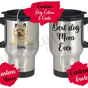 Personalized Cairn Terrier Mom Dad Gift, Cairn Terrier Owner Men Travel Mug, Toto Dog Women Christmas Gifts, Cairn Terrier Mom Travel Mug