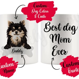Personalized Longhaired Chihuahua Dog Mom and Dad Mug, Chihuahua Lover Gift, Chiwawa Owner Mommy Gift, I Love Chihuahuas Cup