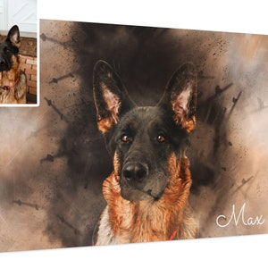 Custom Pet Portrait From Photo Canvas, Personalised Dog Owner Landscape Canvas, Pet Loss Memorial Gift, Custom Wall Art From Photo Dog