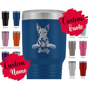 Personalized Bull Terrier Mom and Dad Gift, Daddy Mommy Christmas Tumbler, English Bull Terrier Owner, Bully Dog Women Gifts, Gladiator