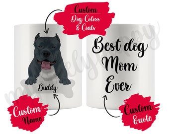 Personalisierte Amerikanische Bully Mama und Papa Tasse, Frauen Männer Weihnachtsgeschenke, Mama Papa Becher, Bully Besitzer Geschenk, Beste Bully Dog Tasse