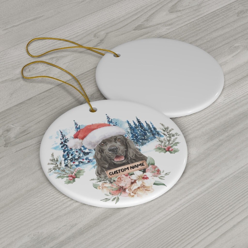 Personalized Cocker Spaniel Black Dog Christmas Tree Ornament Etsy