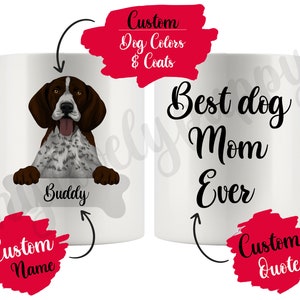 Personalized German Shorthaired Pointer Dog Mom and Dad Mug, Pointer Women Gifts, GSP Dog Mommy Mug, Deutsch Kurzhaar Dog Owner Present Gift