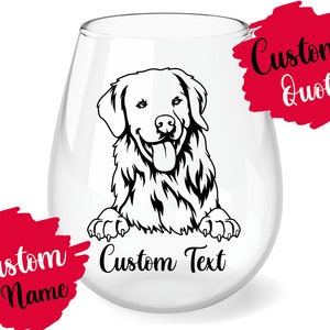 Personalized Golden Retriever Mom and Dad Wine Glass, Women Men Gift, Golden Flat Coat Dog Mommy Wine Glass, Yellow Retriever Mom Gifts