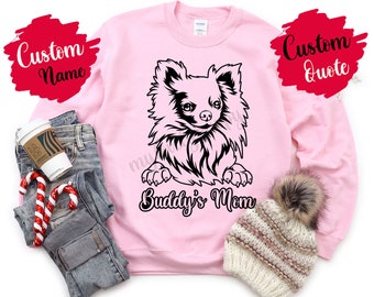 Personalized Longhaired Chihuahua Dog Mom Dad Sweatshirt, Chiwawa