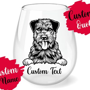 Personalized Border Terrier Dog Mom and Dad Wine Glass, Border Terrier Women Men Christmas Gifts, Border Terrier Mommy Wine Glass Gift