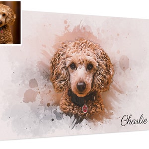 Custom Pet Portrait Colored Canvas for Men And Women, Personalized Dog Owner Pet Art Pet Drawing, Pet Loss Memorial Gift, Cat Portraits