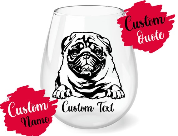Copa de vino personalizada Pug Dog Mom Pug Women Gifts Mops Dog Mommy Daddy Glass Pug Dog Gift I Love Dutch Bulldog Chinese Pug Dog Mom Etsy Mexico