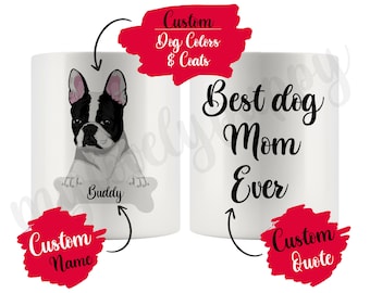 Personalized French Bulldog Dog Mom and Dad Mug, Frenchie Women Christmas Gifts, Mommy Daddy Mug, Bulldog Owner Present Gift, Best Frenchie