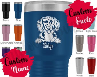 Personalisierte Dackel Piebald Mama und Papa Geschenk, Doxie Besitzer Becher, Teckel Hund Weihnachten Frauen Männer Dotson Geschenk, Weenie Mama Papa Geschenke