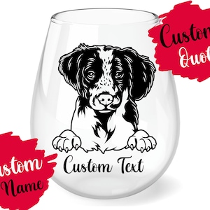 Personalized Brittany Spaniel Dog Mom Dad Wine Glass, American Brittany Women Men Gifts, Brittany Wiegref Mommy Wine Glass, Brittany Gift