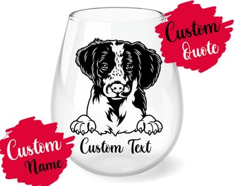 Personalized Brittany Spaniel Dog Mom Dad Wine Glass, American Brittany Women Men Gifts, Brittany Wiegref Mommy Wine Glass, Brittany Gift