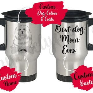 Personalized Cotie Dog Mom and Dad Travel Mug, Coton De Tulear Christmas Gift, Cotie Mommy Daddy Present Gift, Cotie Dog Mommy Travel Mug