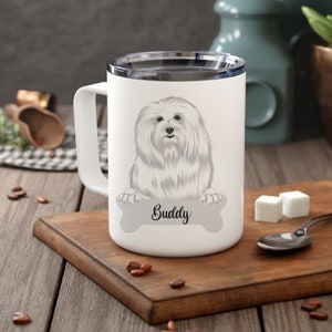 Gepersonaliseerde Coton de Tulear geïsoleerde koffie mok, hond eigenaar portret mok, Coton de Tulear eigenaar aangepaste hond mok, herdenking memorial gift