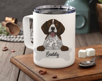 Personalized German Shorthaired Pointer Insulated Coffee Mug, Dog Owner Portrait Mug, Pointer Owner Custom Mug, Remembrance Memorial Gift