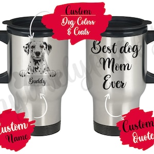 Personalized Dalmatian Dog Mom Dad Gift, Daddy Mommy Travel Mug, Carriage Dog Owner, Spotted Coach Dog Women Men Dally Dog Christmas Gifts