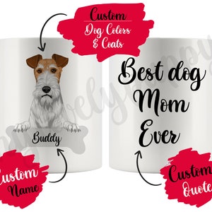 Personalized Fox Terrier Dog Mom and Dad Mug, Women Men Christmas Gift, Foxie Dog Mommy Daddy Mug, Smooth Fox Terrier Owner Present Gifts