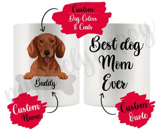 Gepersonaliseerde teckel moeder en papa cadeau, Doxie eigenaar mok, teckel hond kerst vrouwen mannen cadeau, dotson cadeau, weenie mama papa geschenken