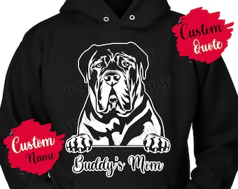 Spersonalizowana bluza z kapturem dla mamy i taty psa Bullmastiffa, prezenty świąteczne dla mężczyzn i kobiet, bluza z kapturem dla mamy psa Bullmastiffa, prezent dla właściciela psa Bully, kocham psa Bullie