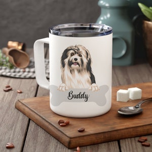 Personalized Havanese Insulated Coffee Mug, Dog Owner Portrait Mug, Havanese Owner Custom Dog Mug, Remembrance Memorial Gift