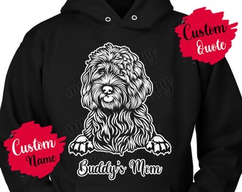 Spersonalizowana bluza z kapturem Labradoodle Dog Dad Mom, prezenty dla mężczyzn i kobiet, Labradoodle Dog Mommy Daddy Cross-Breed Realistyczny Labradoodle Dog Prezent