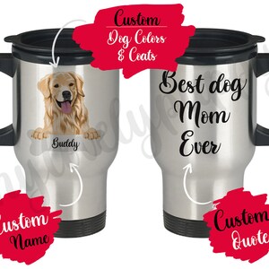 Personalized Golden Retriever Mom Dad Travel Mug, Women Men Christmas Gift, Golden Flat Coat Dog Mommy, Yellow Retriever Mom Present Gifts