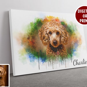 Custom Pet Portrait Canvas, Dog Portrait, Personalised Dog Lover Gift, Loss Of Pet, Custom Pet Portrait From Photo, Unique Pet Canvas Print