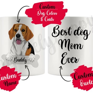 Personalized Beagle Dog Mom and Dad Mug, Women Men Christmas Gifts, Mommy Daddy Mug, Beagle Dog Owner Present Gift, English Beagle Hound Mug